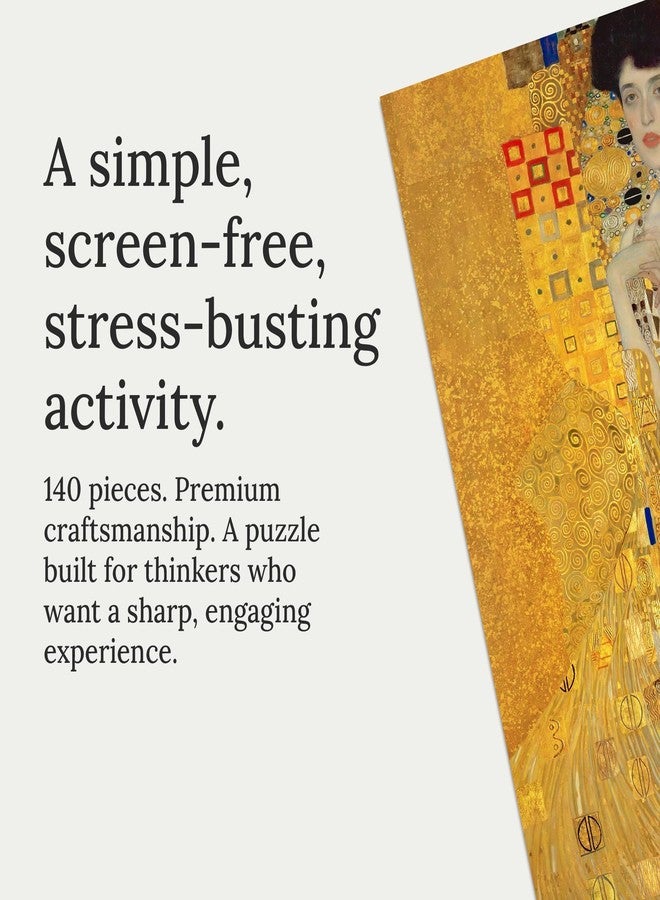 91Knots | Gustav Klimt - The Lady in Gold (Portrait of Adele Bloch-Bauer I) 140pcs Wooden Art Puzzle | Classical Painting Jigsaw for Adults & Teens | Mindful Brain Teaser - Image 2